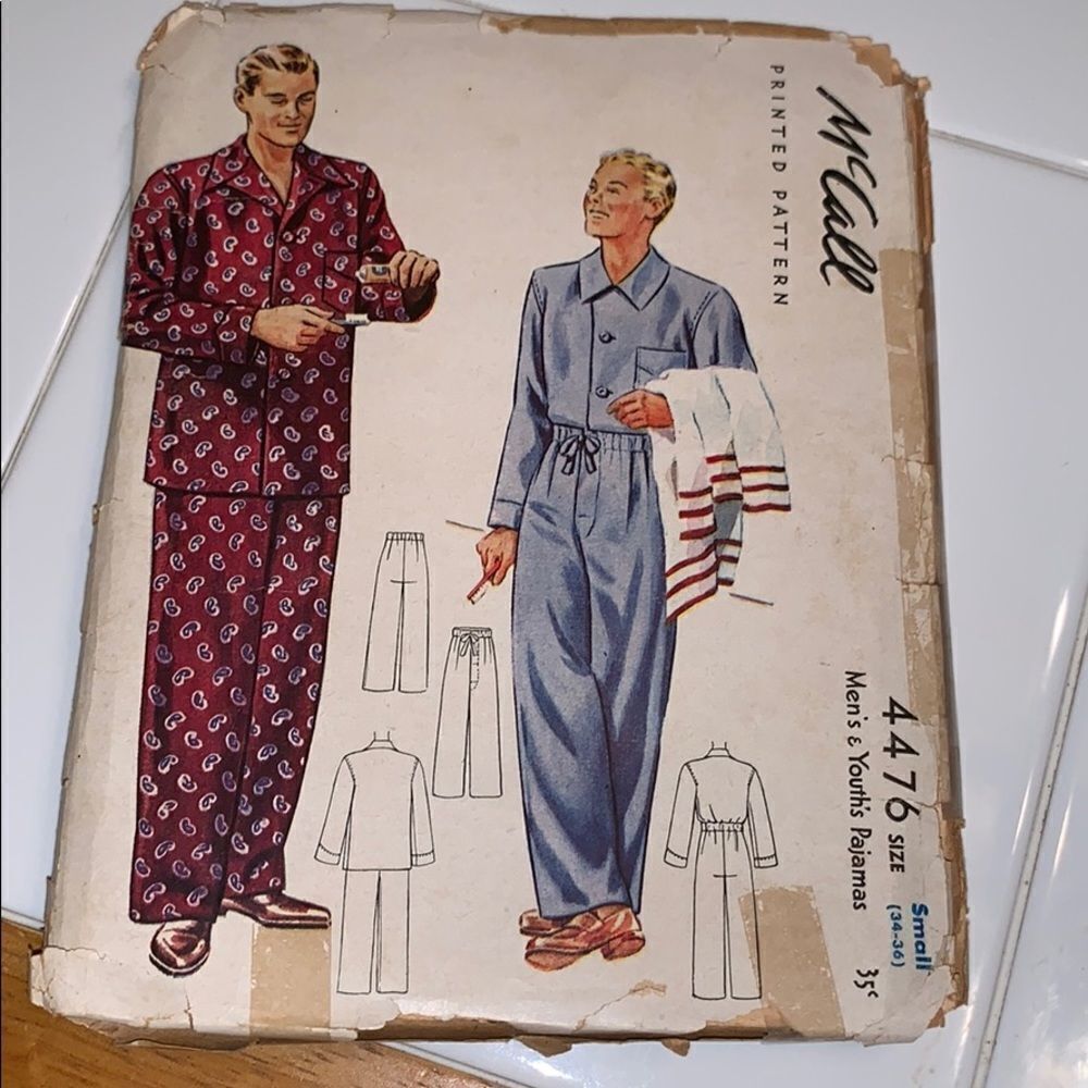 ‎Vtg 40s/50s McCall 4476 men’s pajamas pattern